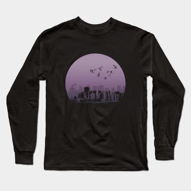 Cityscape Long Sleeve T-Shirt by Sinmara